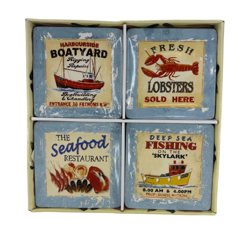 Martin Wiscombe Harbourside Mini Plate Set‎ of 4 Exclusively for Bon Art